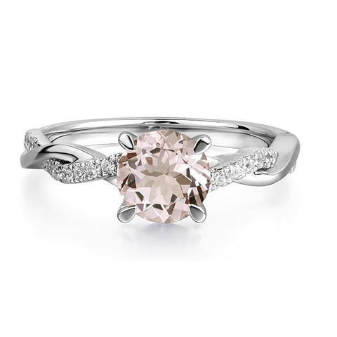 Sterling Silver 7x7mm Round Cut Gemstone Twist Infinity Engagement Ring for Women