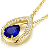 Sterling Silver Teardrop Birthstone Pendant Necklace Valentine's Day Gifts for Her