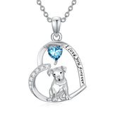 Sterling Silver 12 Month Birthstone Schnauzer Chihuahua Pitbull Pug Pendant Necklace for Women