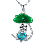 Sterling Silver Birthstone Frog Pendant Necklace