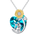 Sterling Silver Crystal Birthstone Cat Dog Pendant Necklace