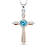 14K Gold Plated Birthstone Cross Necklace for Women  Protection Jewelry