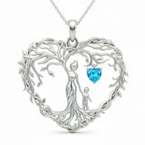 Sterling Silver Heart Pendant Birthstone Tree of Life Mother Child Family Necklace