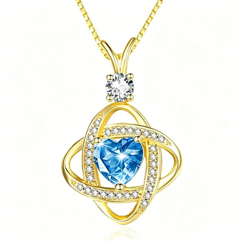 14K Gold Plated Heart Birthstone Infinity Pendant Necklace for Women Anniversary Christmas Birthday Gifts