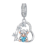 Sterling Silver 12 Month Birthstone Highland Cow Charm Beads
