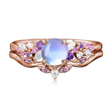 Sterling Silver 1CT Round Gemstone Engagement Promise Anniversary Ring Set for Women