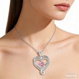 Sterling Silver 12 Month Birthstone Double Heart Pendant Necklace  Engraved with I Love You for Always and Forever