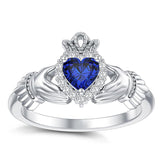 925 Silver 0.1 Cttw Natural Diamond Irish Claddagh Gemstone Rings for Women Customized Irish Claddagh Heart Promise Ring with Birthstone