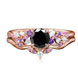 Sterling Silver 1CT Round Gemstone Engagement Promise Anniversary Ring Set for Women