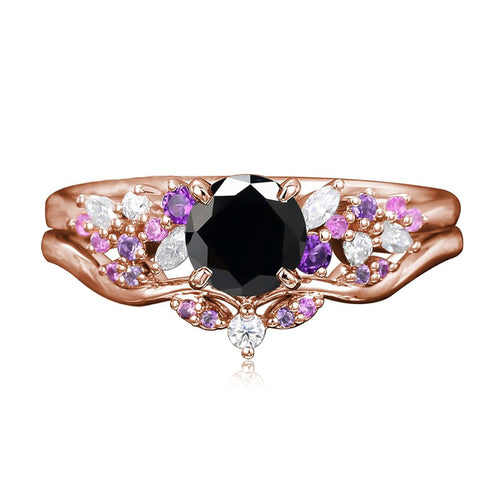 Sterling Silver 1CT Round Gemstone Engagement Promise Anniversary Ring Set for Women