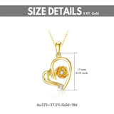 9K Solid Yellow Gold Rose Flower Pendant Necklace