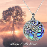 Sterling Silver Abalone Opal Shell Moss Agate Tree of Life Urn Necklaces for Ashes