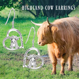 Sterling Sliver Highland Cow Stud  Dangle Earrings