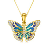 14K Solid Gold Butterfly Necklace for Women Real Yellow Gold Butterfly Pendant Necklace Jewelry Gift for Her