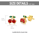 14K Gold Created Garnet Cherry Stud Earrings