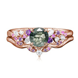 Sterling Silver 1CT Round Gemstone Engagement Promise Anniversary Ring Set for Women