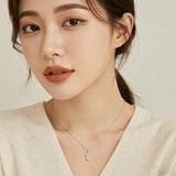 925 Sterling Silver Elegant Teardrop Zircon Pendant Necklace In Sterling Silver