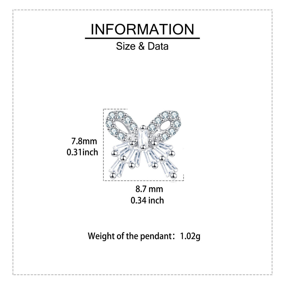 925 Sterling Silver Elegant Sparkling Zircon Bow Earrings