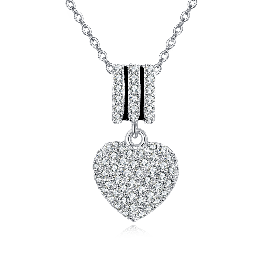 925 Sterling Silver Elegant Zircon Heart Pendant Necklace With Silver Chain And Luxury Jewelry Design