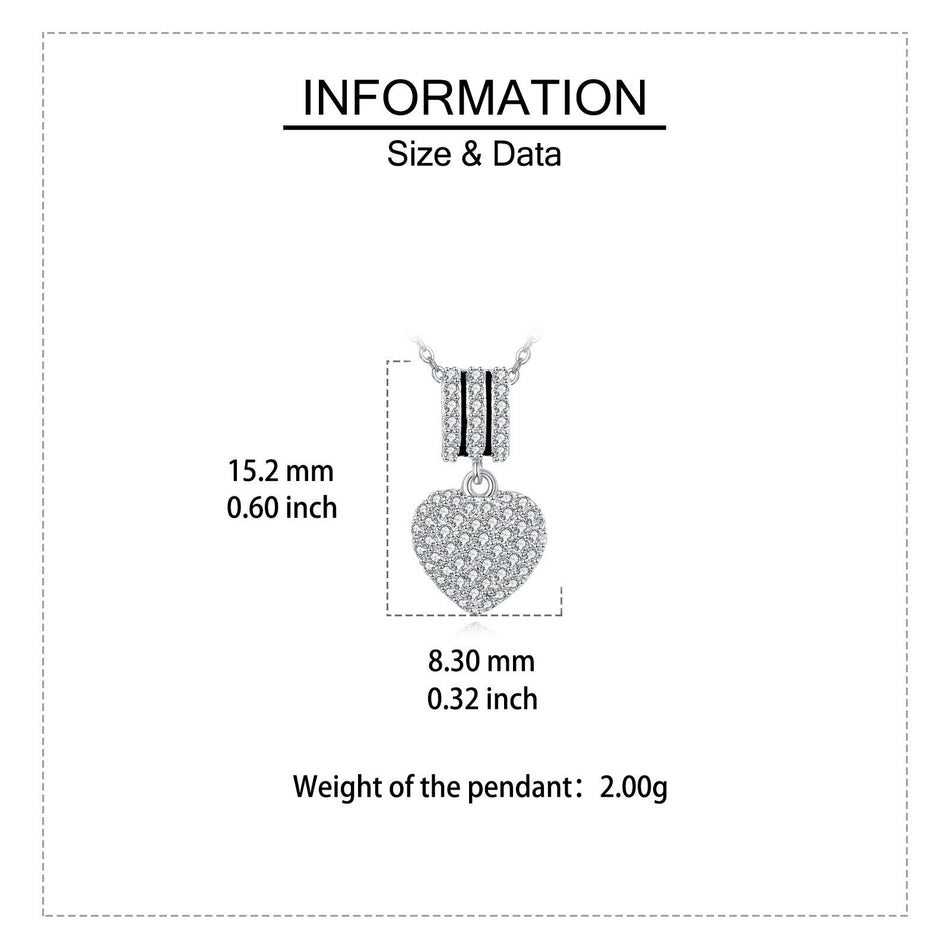 925 Sterling Silver Elegant Zircon Heart Pendant Necklace With Silver Chain And Luxury Jewelry Design