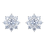 925 Sterling Silver Elegant Floral Moissanite Cluster Earrings ¨C Luxury Jewelry