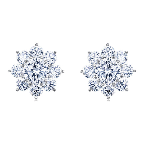 925 Sterling Silver Elegant Floral Moissanite Cluster Earrings ¨C Luxury Jewelry