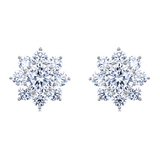 925 Sterling Silver Elegant Floral Moissanite Cluster Earrings ¨C Luxury Jewelry