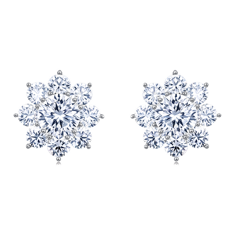 925 Sterling Silver Elegant Floral Moissanite Cluster Earrings ¨C Luxury Jewelry