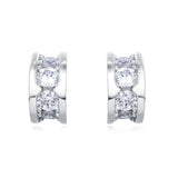 925 Sterling Silver Elegant Silver Triple Row Moissanite Hoop Stud Earrings
