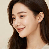 925 Sterling Silver Elegant Twisted Silver Pearl Earrings With Zircon-accented Studs