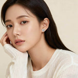 925 Sterling Silver Elegant Sterling Silver Butterfly Stud Earrings With Intricate Cut-out Wings And Sparkling Accents