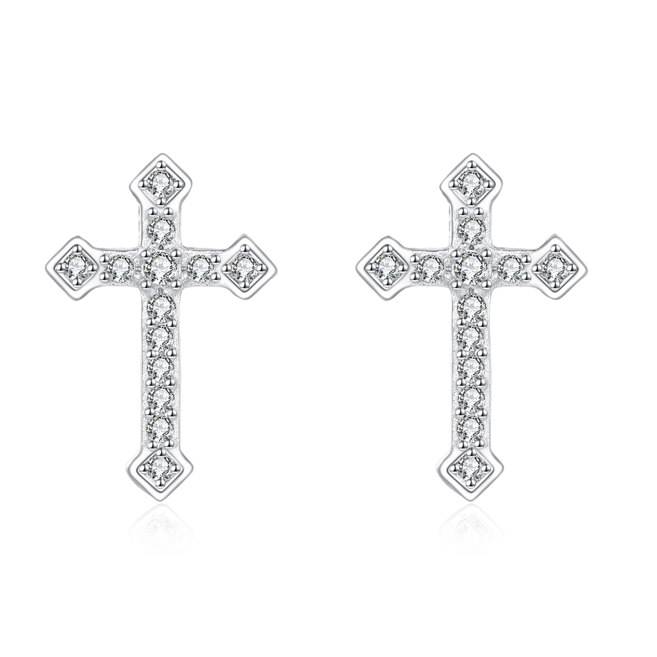 925 Sterling Silver Elegant Zircon Cross Earrings In Sterling Silver: Timeless Design For Everyday Elegance