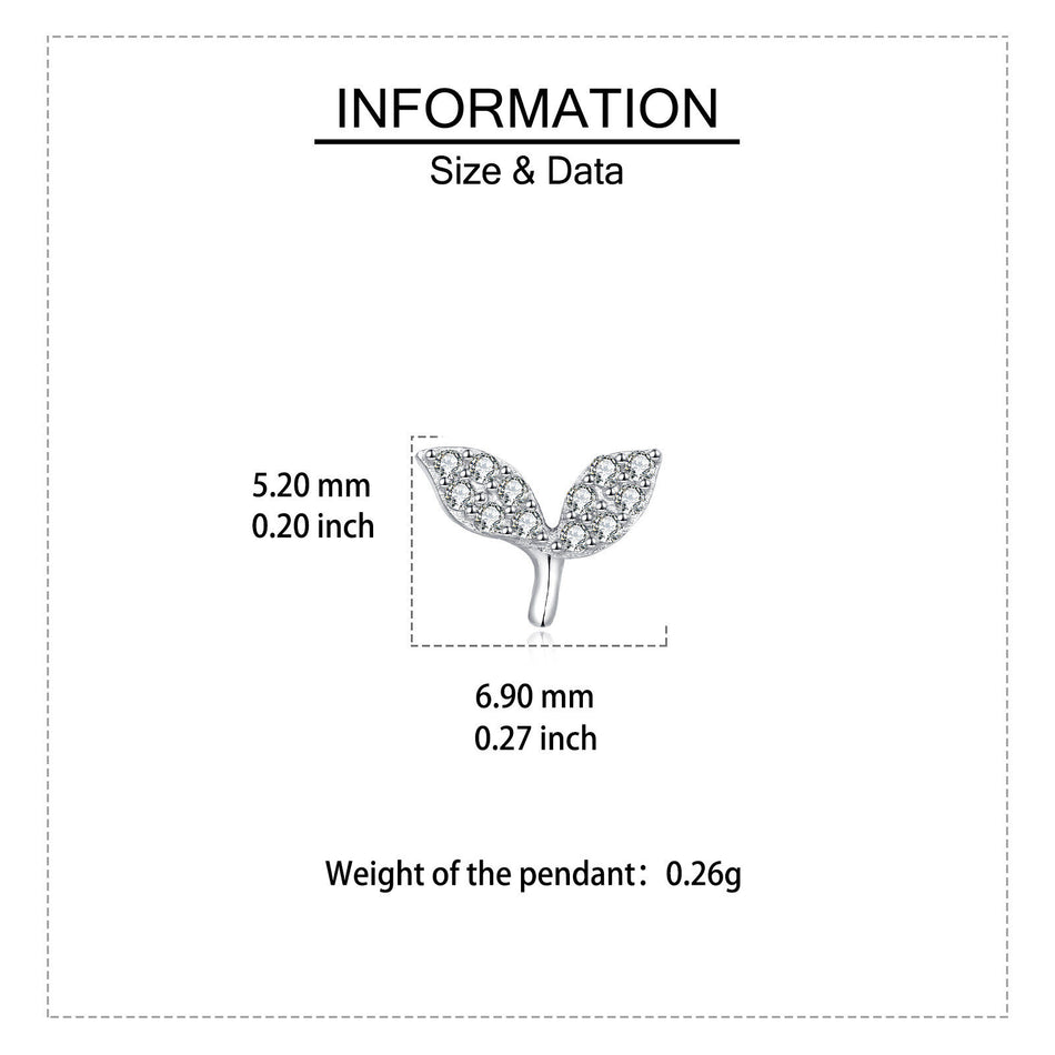 925 Sterling Silver Elegant Whale Tail Stud Earrings Silver Zircon-paved Delicate Jewelry