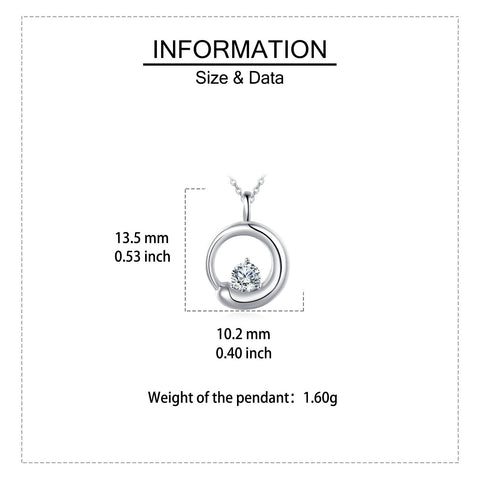925 Sterling Silver Elegant Solitaire Zircon Circular Pendant Necklace