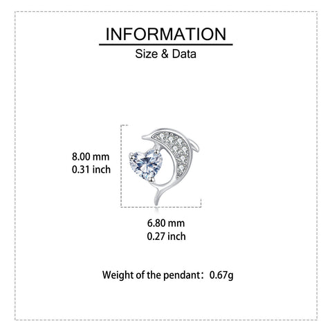 925 Sterling Silver Elegant Silver Dolphin Earrings With Heart-shaped Zircon Accents