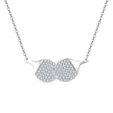 925 Sterling Silver Cubic Zircon Ping Pong Paddle Pendant Necklace