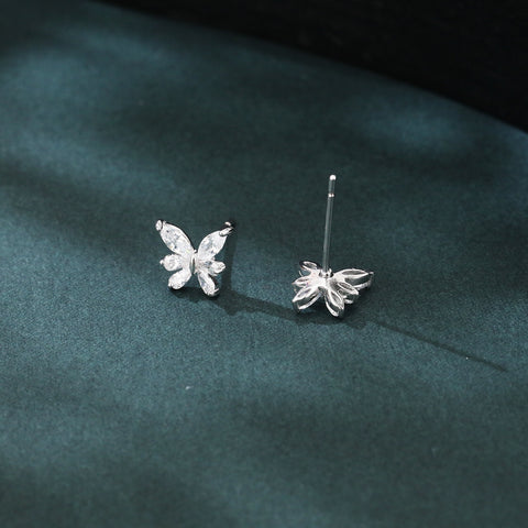 925 Sterling Silver Elegant Butterfly Marquise Zircon Earrings In Plated with White Gold