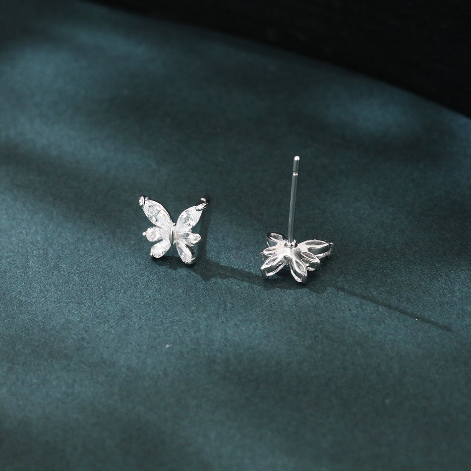 925 Sterling Silver Elegant Butterfly Marquise Zircon Earrings In Plated with White Gold