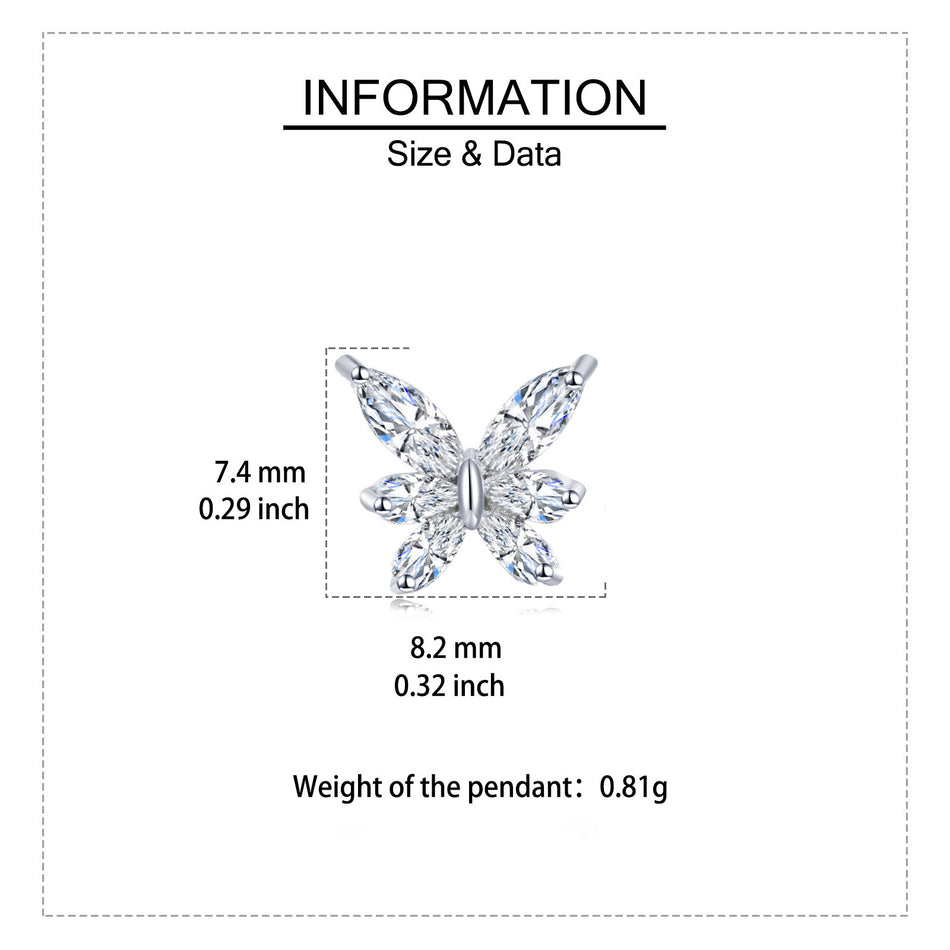 925 Sterling Silver Elegant Butterfly Marquise Zircon Earrings In Plated with White Gold