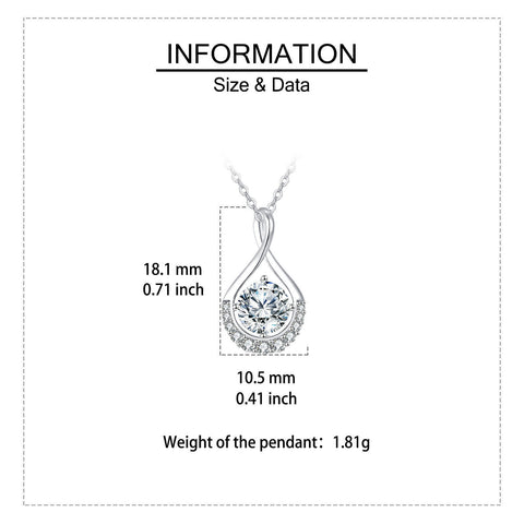 925 Sterling Silver Elegant Moissanite  Pendant Necklace With Twisted Teardrop Frame And Chain