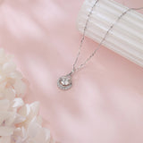 925 Sterling Silver Elegant Moissanite  Pendant Necklace With Twisted Teardrop Frame And Chain