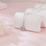 925 Sterling Silver Elegant Moissanite  Pendant Necklace With Twisted Teardrop Frame And Chain