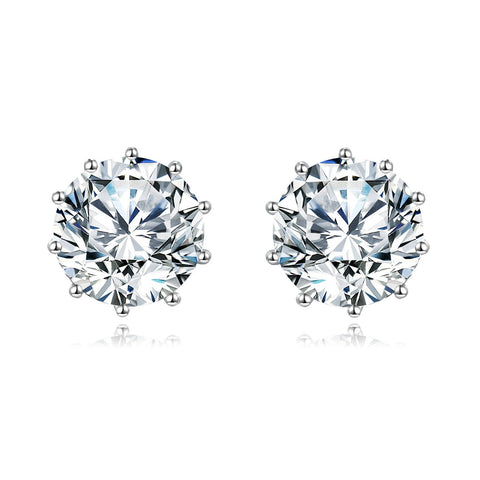 925 Sterling Silver Elegant Six-prong Solitaire Moissanite Stud Earrings