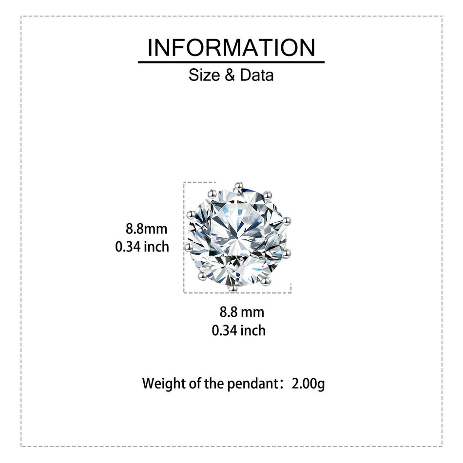 925 Sterling Silver Elegant Six-prong Solitaire Moissanite Stud Earrings