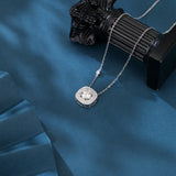 925 Sterling Silver Elegant Moissanite Halo Pendant Necklace In Plated with White Gold – Timeless Luxury Jewelry