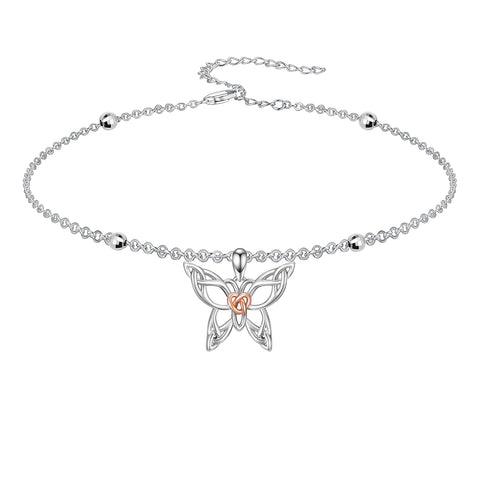 Sterling Silver Birthstone Dragonfly Butterfly Anklet & Irish Single Layer Anklet