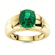 10K Gold 14K Gold 18K Gold 2 to 7 CT Cushion Cut Emerald Engagement Band for Men