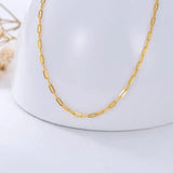 18K Solid Gold Paperclip Chain Necklace Paperclip Chain Necklace For Women Girls Gift