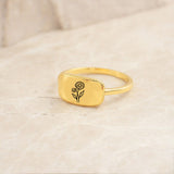 Sterling Silver Personalized Birth Flower Ring