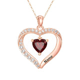 14K Gold Plated Personalized 1-5 Heart Birthstone Names Necklace  for Women